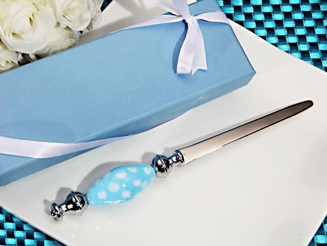 Murano letter opener blue and white dot handle Wedding Favors