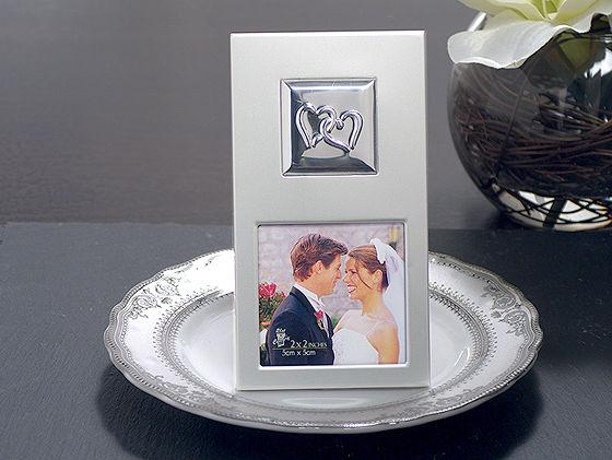 Two Hearts Silver Metal Photo Frame Wedding Favors