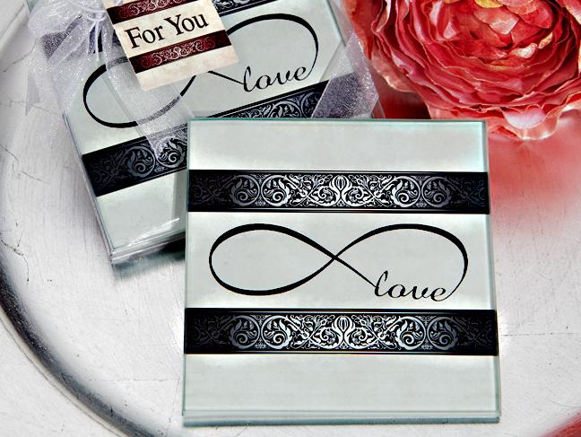 Stylish Endless Love Glass Coaster Bridal Shower Wedding Party Favors